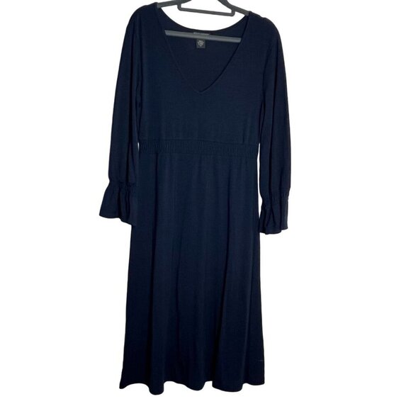 Banana Republic Factory Long Sleeve Navy Dress Elastic Waist Stretch Size Medium - Picture 1 of 8